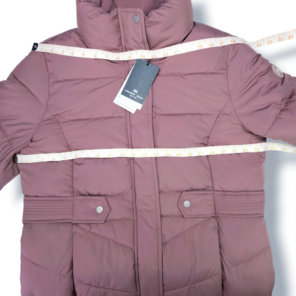 NWT Andrew Marc Adler Bib Cozy Winter Puffer Long Coat Sz. L [12-14] Rose Taupe - Picture 11 of 15